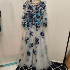 NWT Cosplay Floor Length Feather & Beads Dress